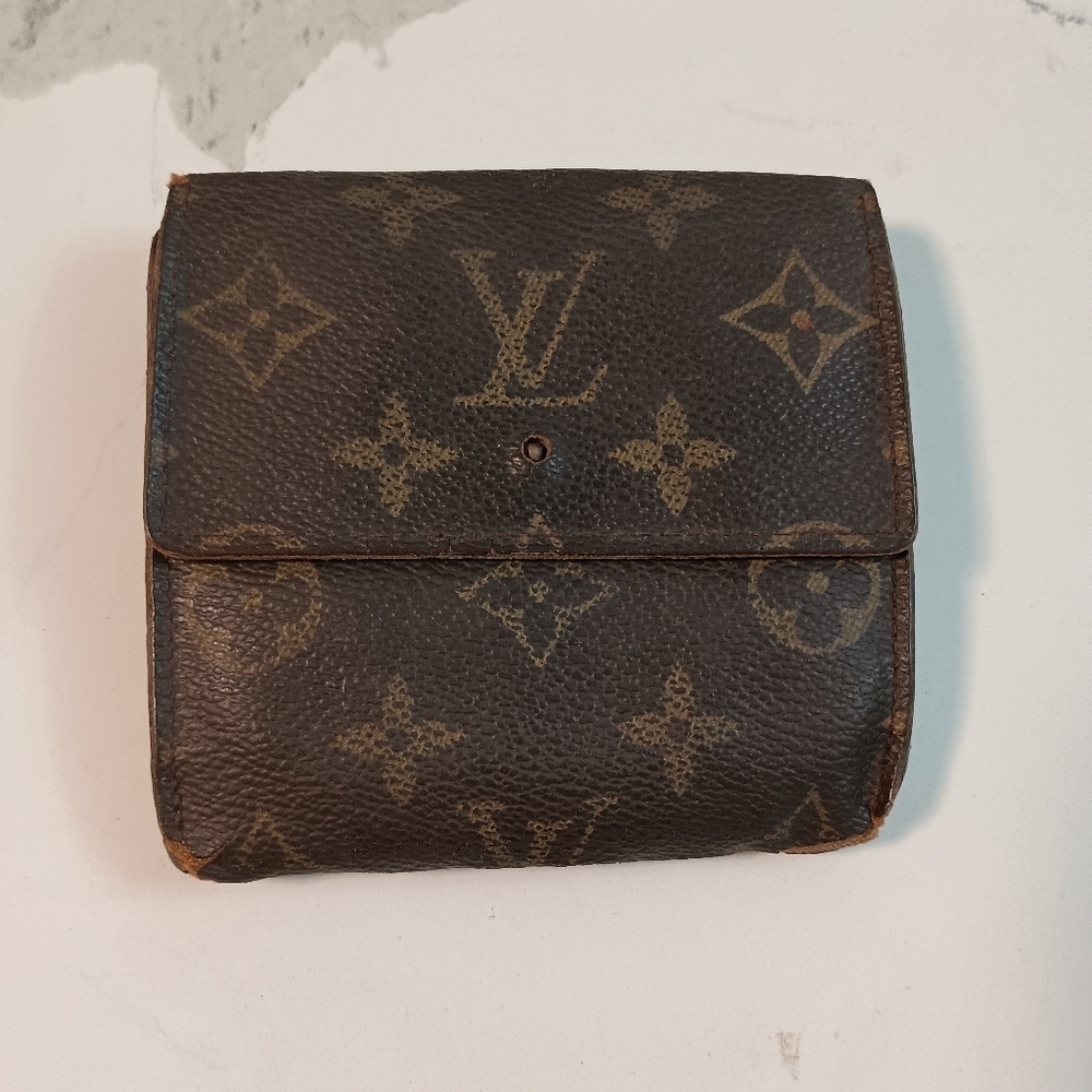 LOUIS VUITTON W Hook Wallet Monogram Beige Monogram Canvas Authentic